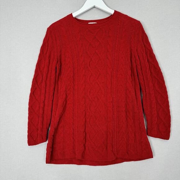 J Jill Sweater Womens Extra Small Red Cable Knit Soft Cozy Holiday Christmas - Picture 1 of 12